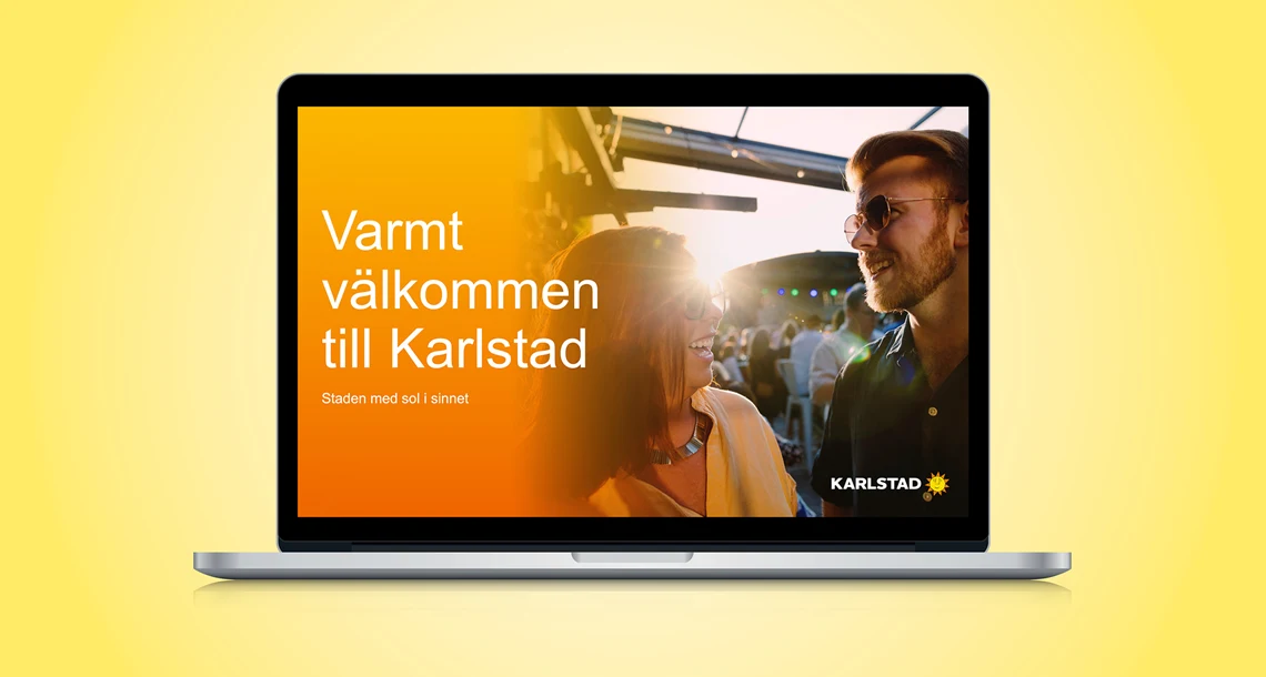 Bild på laptop med en presentation om Karlstad.