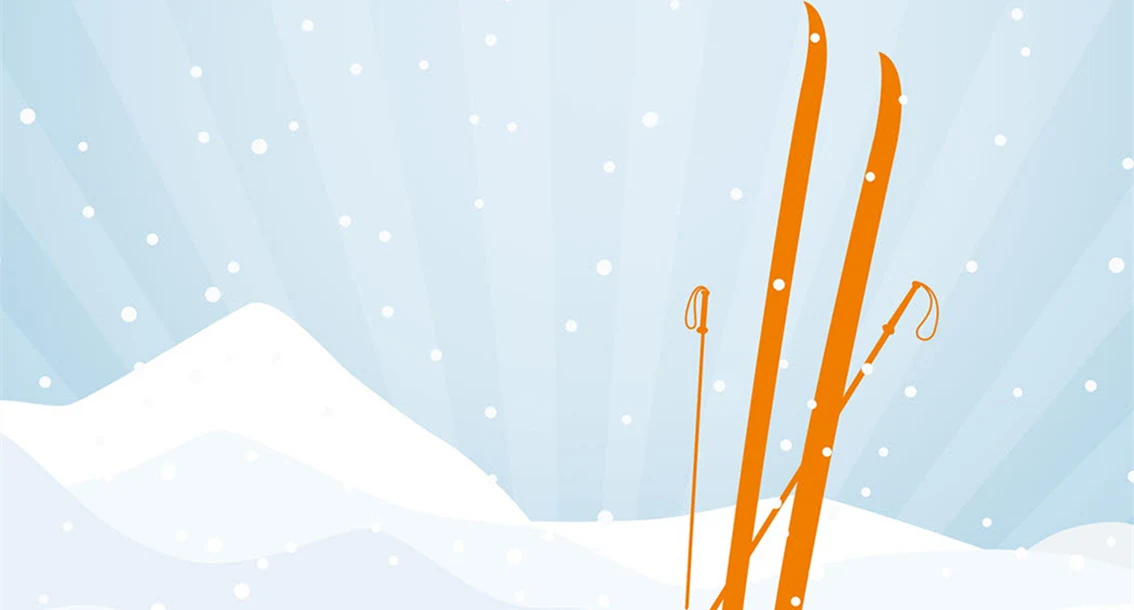 Ilustration skidor stående i snö