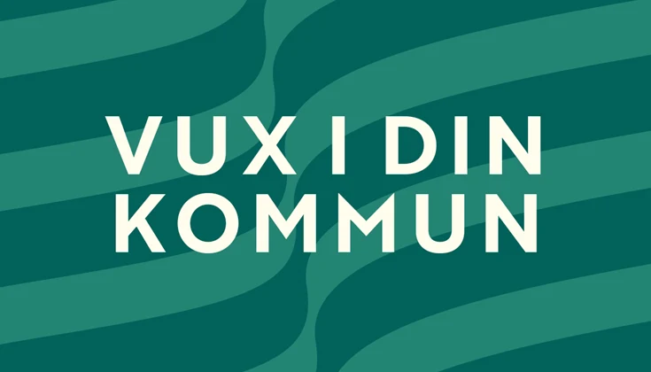 Text "Vux i din kommun" på grön bakgrund.