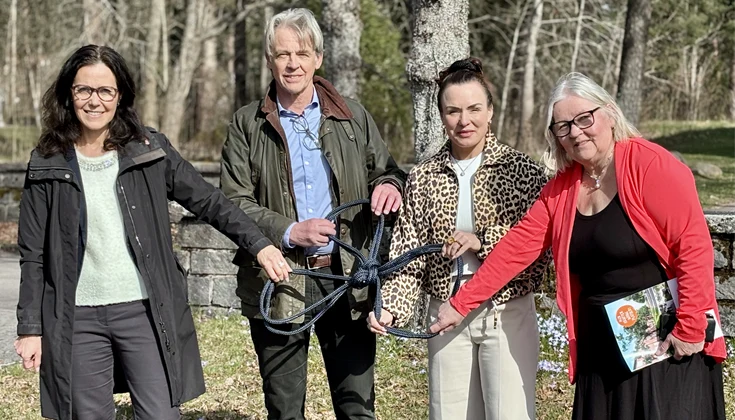 Carin Skarman, VD Karlstads Bostads AB, Anders Dahlén, VD Stiftelsen Karlstadshus, Linda Larsson (S), kommunstyrelsens ordförande och Esteri Nilsson, ordförande Stiftelsen Karlstadshus.