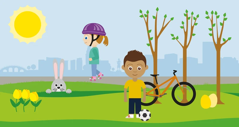 Illustration sportlovet påskhare med mera