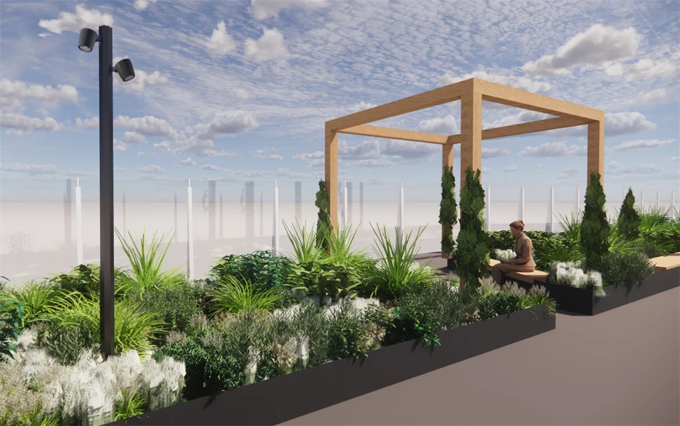 Illustration av plantering uppe på Trädgårdslänken