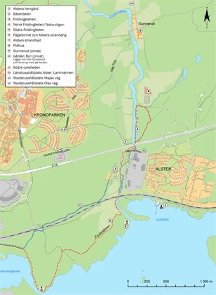 Karta Alsters herrgård och närområdet