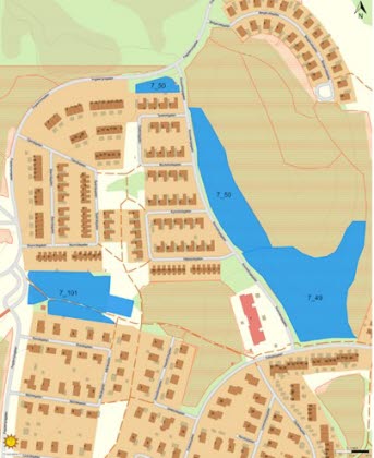 Karta som visar var på Lorensberg skogliga åtgärder ska ske