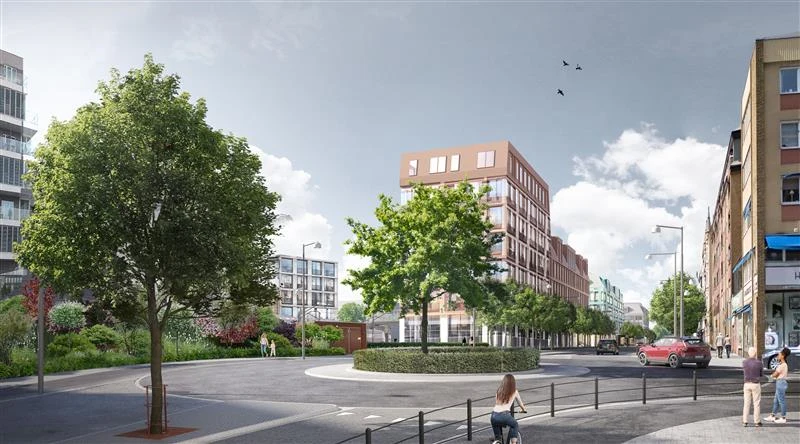 Illustration som visar nya rondellen vid Östra torggatan