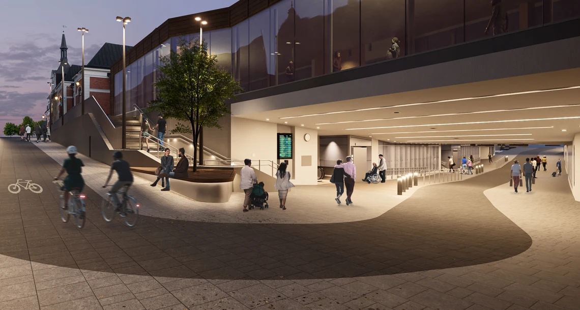 Illustration av norra entrén till Vikenpassagen