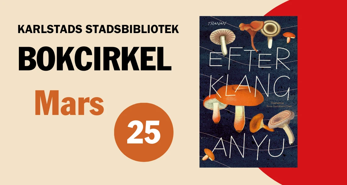 Bild på bokomslag samt text med datum för bokcirkeln