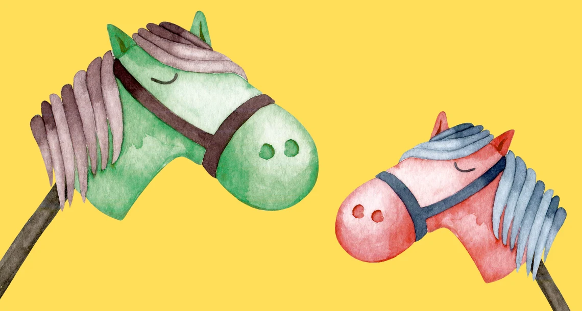 Illustration på två käpphästar