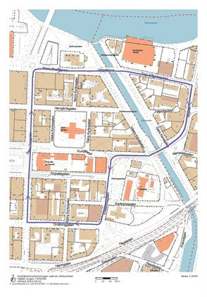 En karta över centrala Karlstad.
