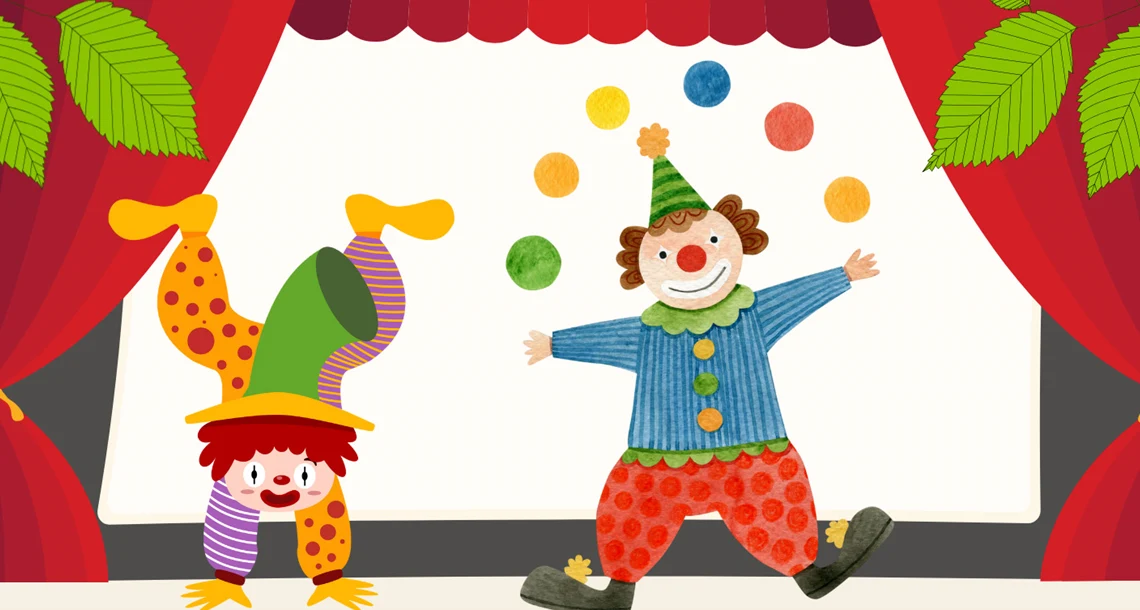 Illustration två clowner