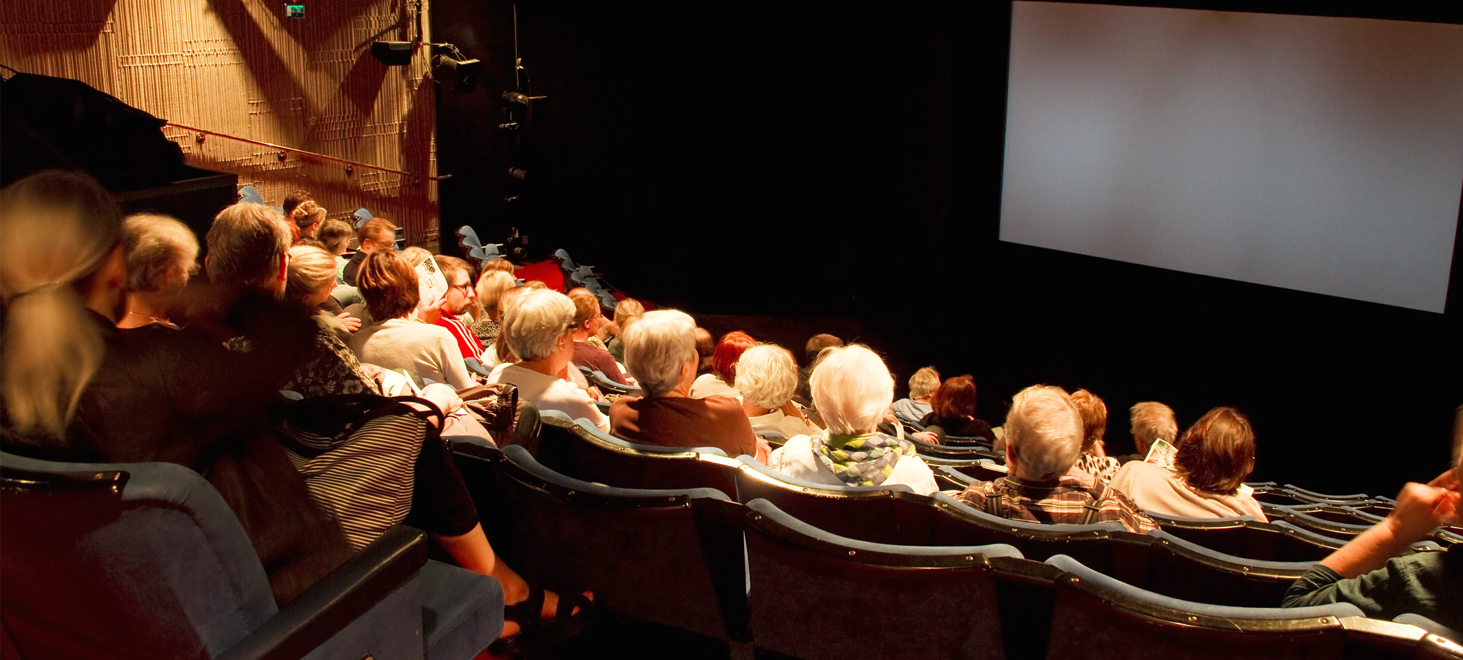 Biobesökare som tittar på filmduken