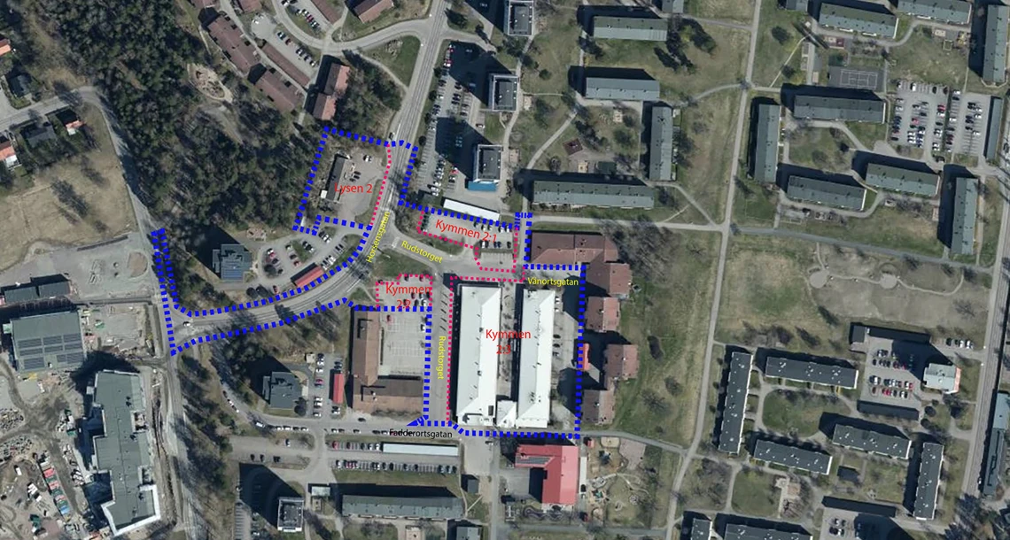 Översiktsbild över planområdet Ruds centrum