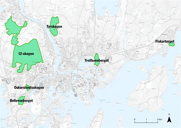karta där de nya naturreservaten är markerade
