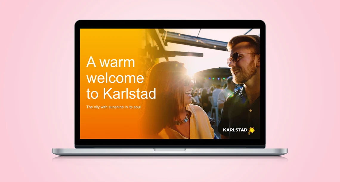 Datorskärm med presentation på engelska