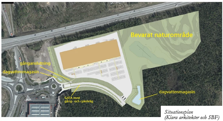 Illustrationsplan som visar hur området planerats
