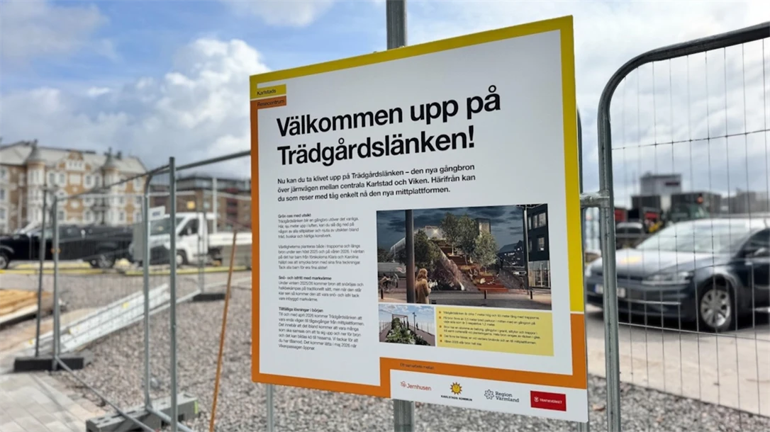 Skylt med texten Välkommen upp på Trädgårdslänken