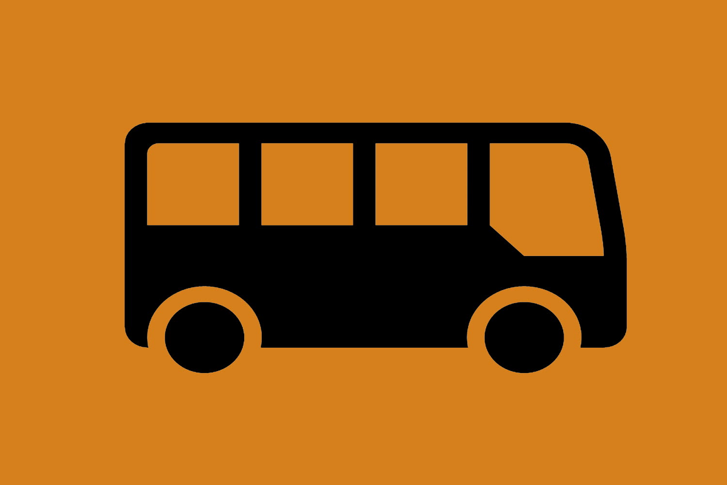 Animerada buss mot orange bakgrund