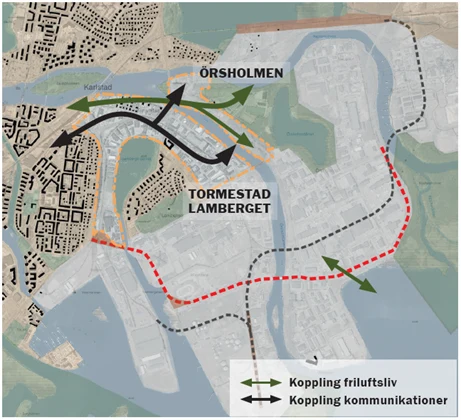 Kartbild över Ösrholmen Lamberget och Tormestad