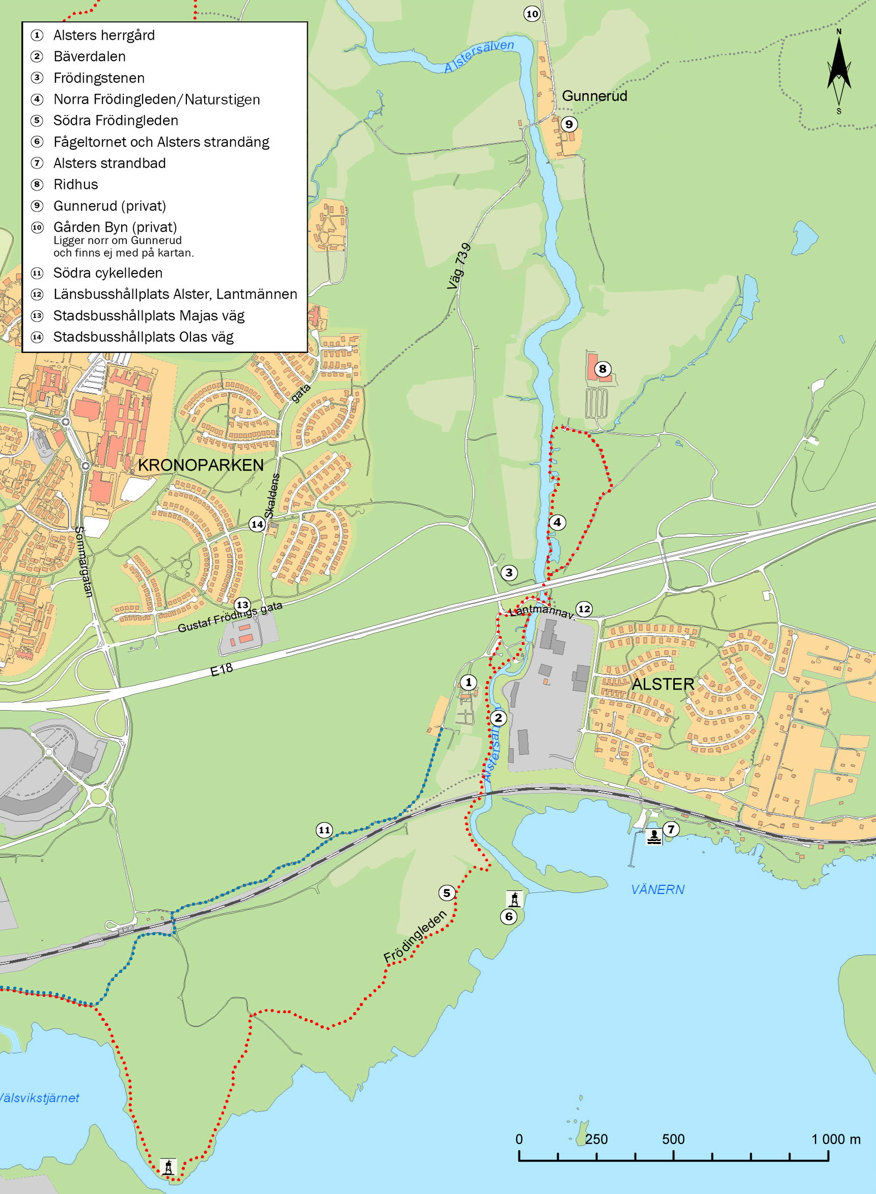 Karta Alsters herrgård och närområdet