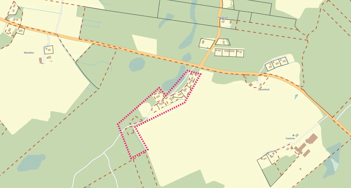 Kartbild med markerat planområde 