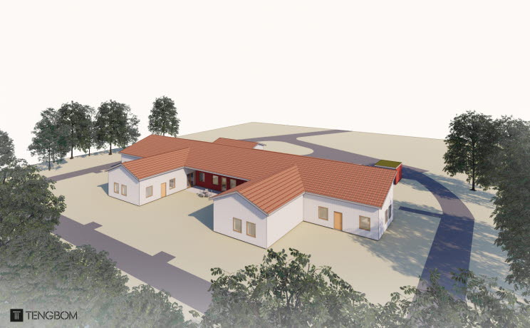 Bilden visar hur nya byggnaden för Härtsöga LSS ska se ut 