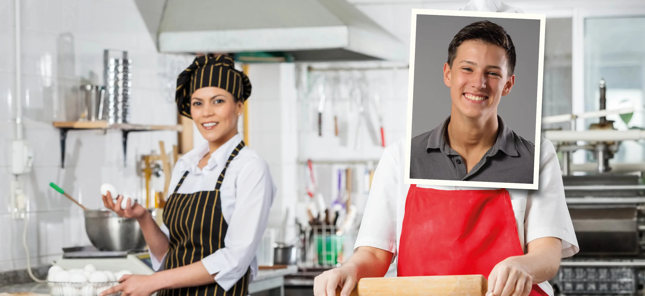 Porträtt av en mörkhårig man med köksmiljö i bakgrunden 