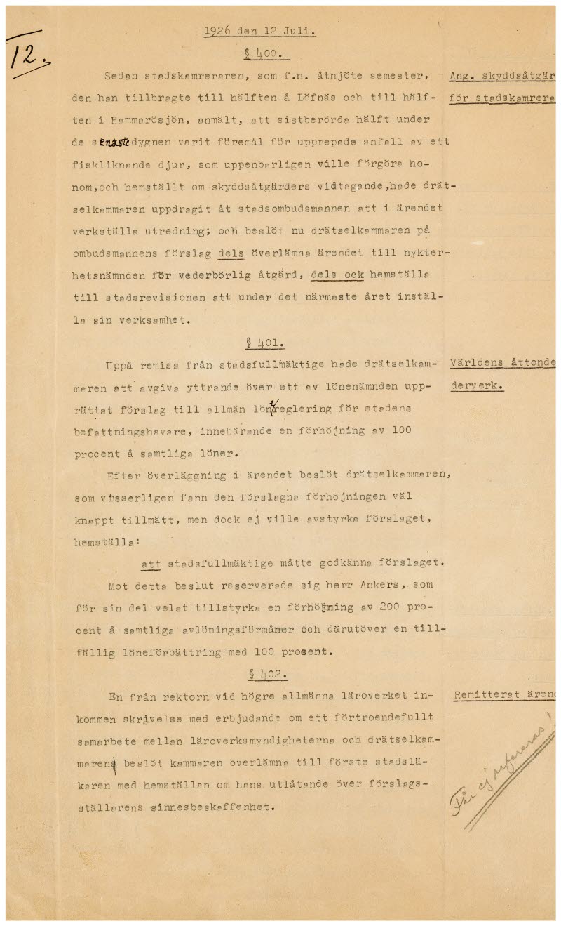 Skojprotokoll från 1926, sida 1