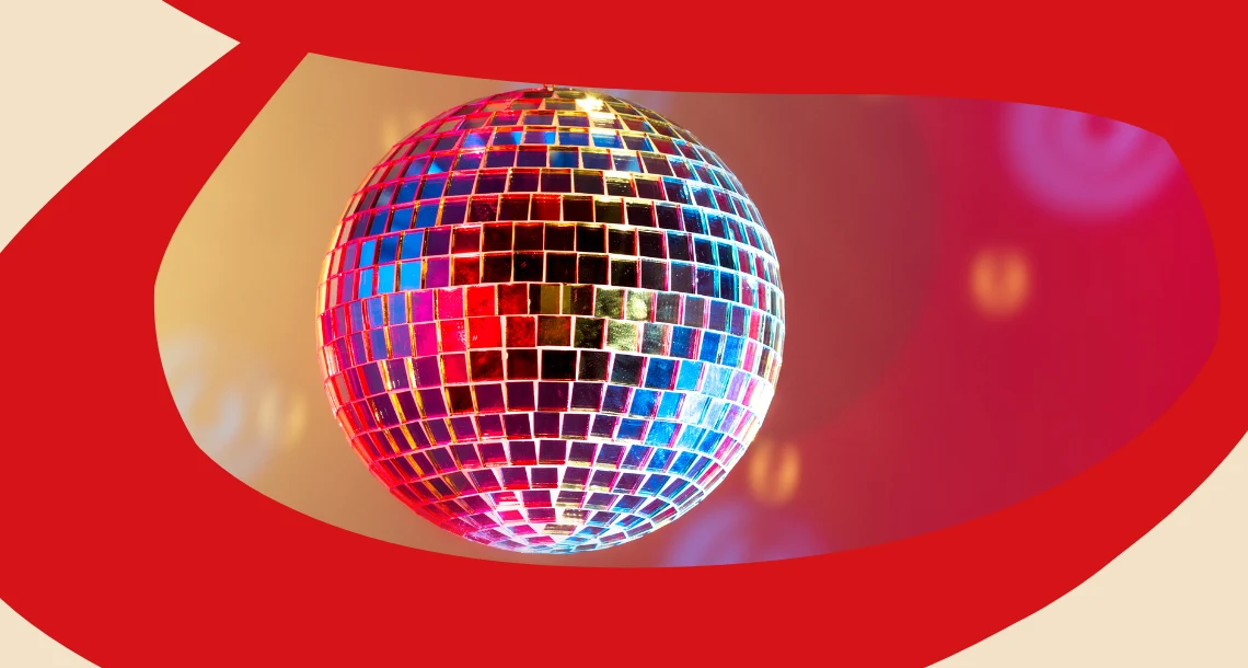 Discokula med röd bakgrund