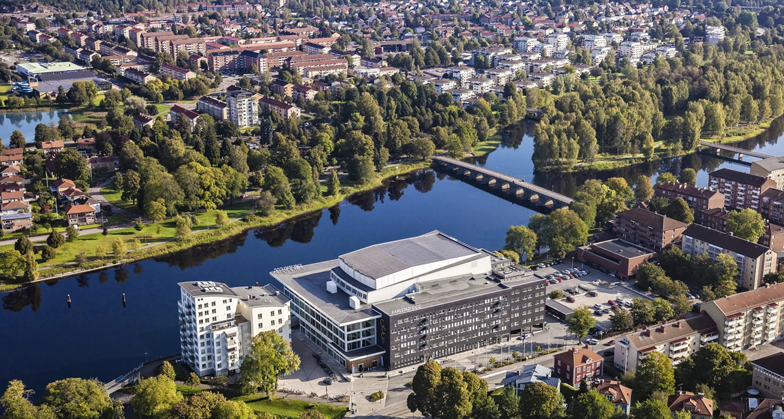 Flygbild över Karlstad