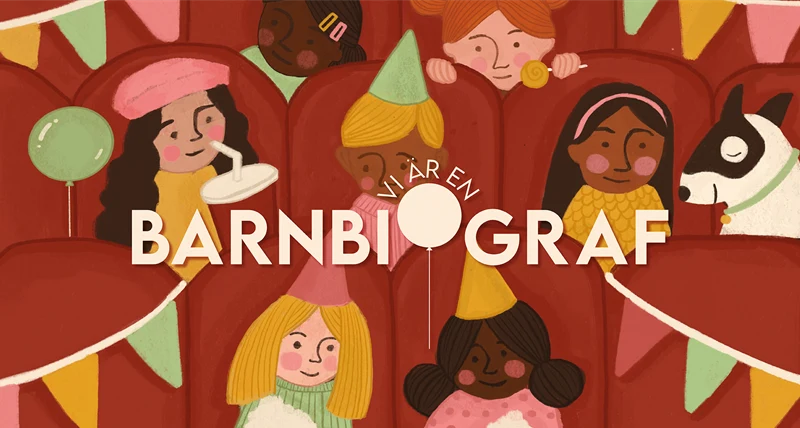 Barnbiografernas logo med tecknade barn