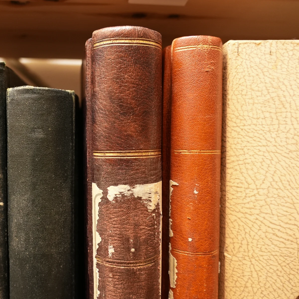 Gamla nötta bokryggar