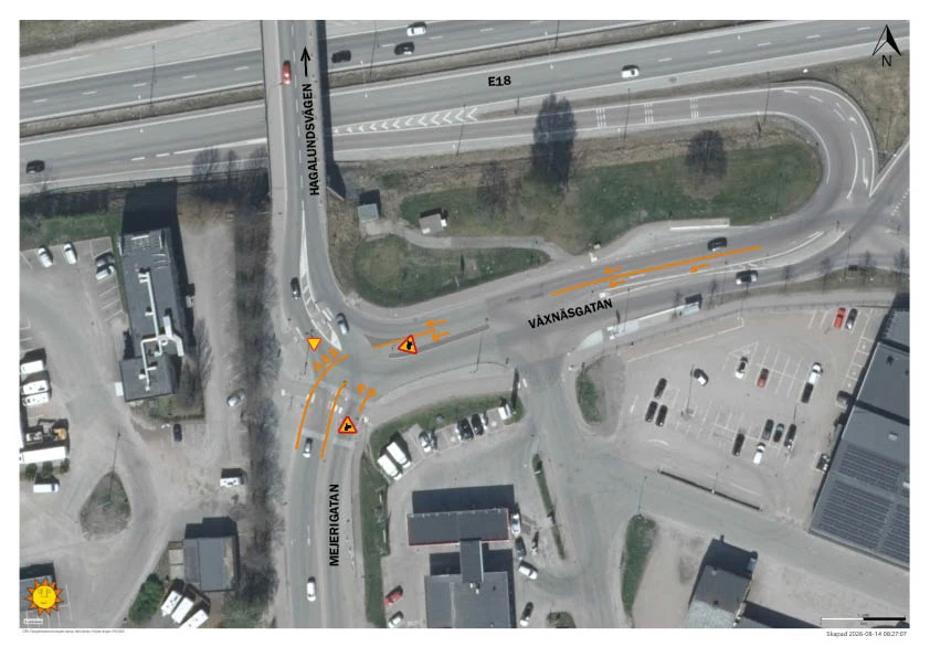 Karta som visar ny trafiklösning på Mejerigatan.