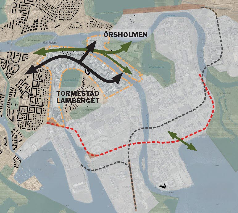 Kartbild över Ösrholmen Lamberget och Tormestad