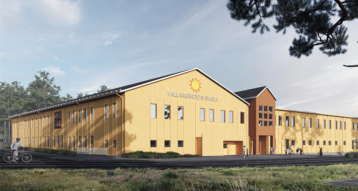 Bilden visar en illustration över nya Vallargärdets skola