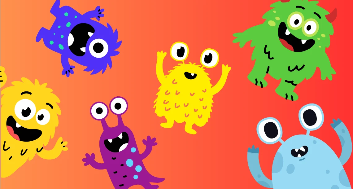 Illustration av flera monster
