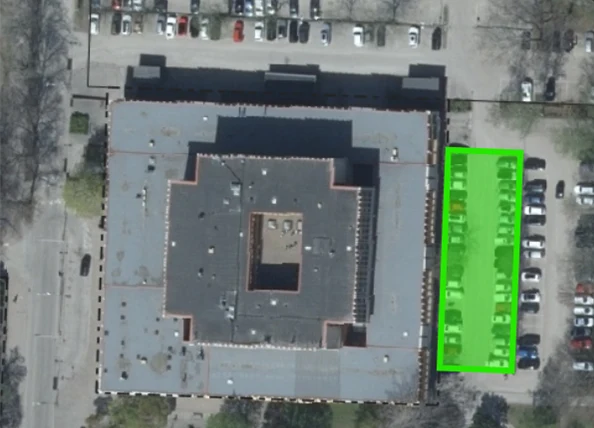Karta över avstängda parkeringsplatser Bibliotekshuset