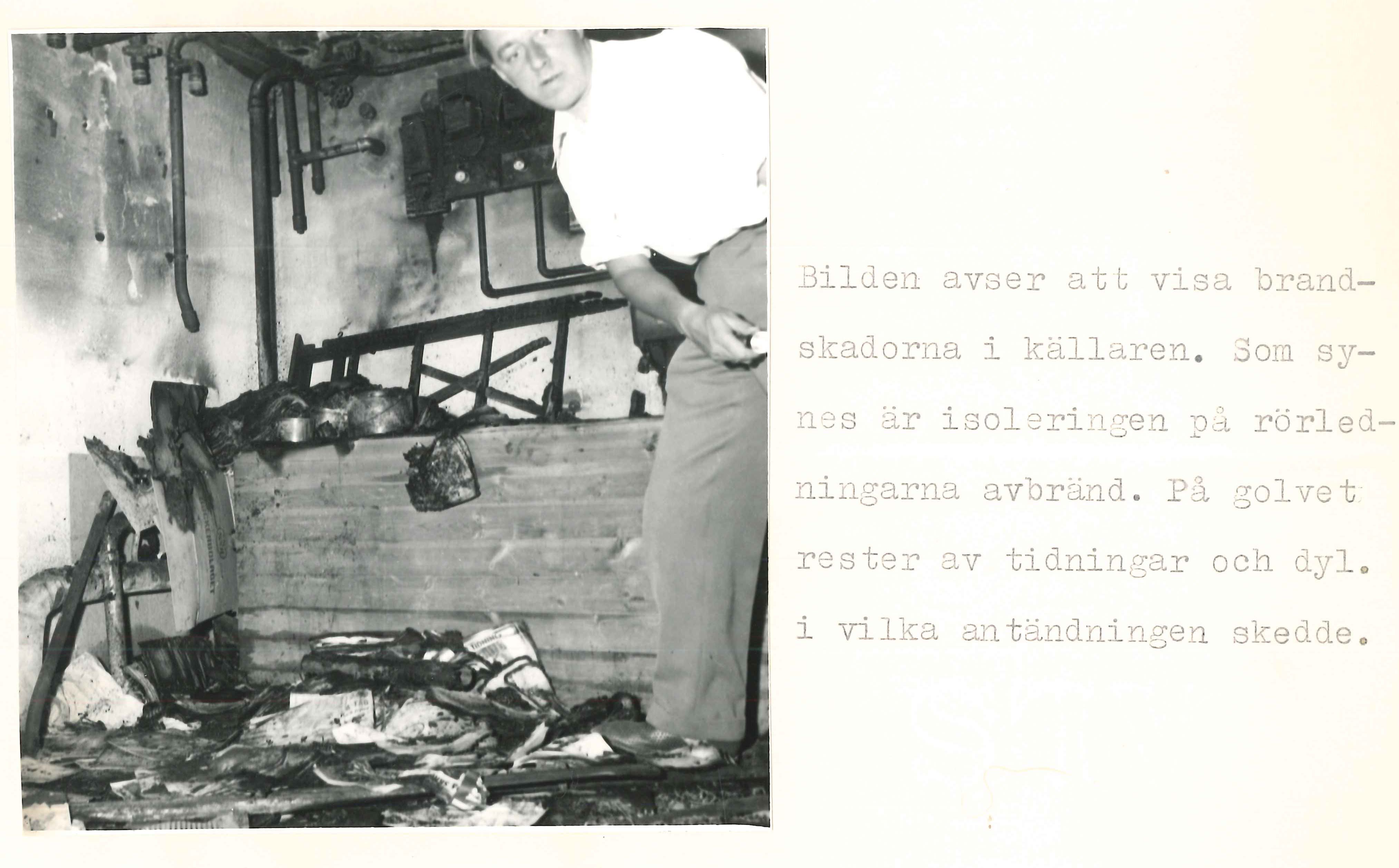 Brandskadad källare 1959