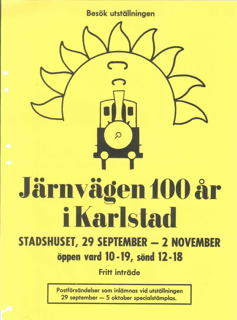 Affisch från jubileumsutställningen Järnvägen 100 år i Karlstad, 1969.