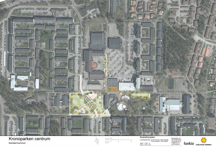 Illustrationsplan Kronoparkens centrum