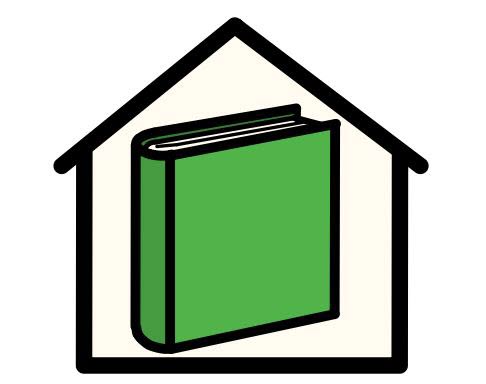 Illustration av ett hus med en bok inuti