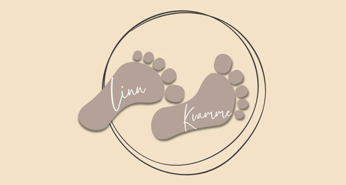 Ett par tecknade fötter. En logga för Lina Kvanne