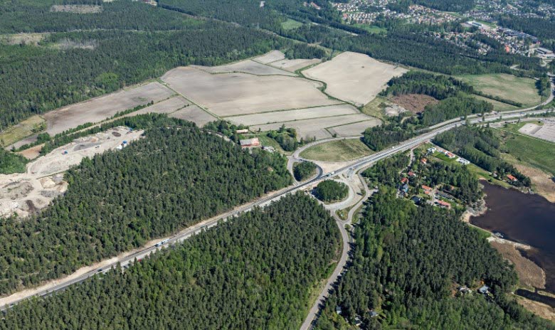 Flygbild över detaljplanens område