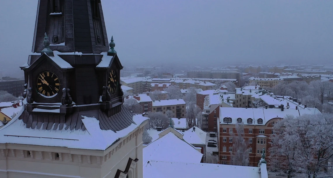 Vinter i Karlstad vid domkyrkan