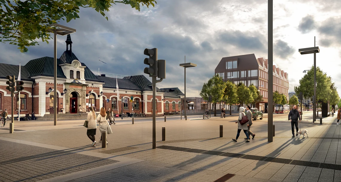 Illustration över hur Hamngatan kan se ut