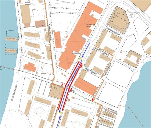 Karta över omledning av trafik