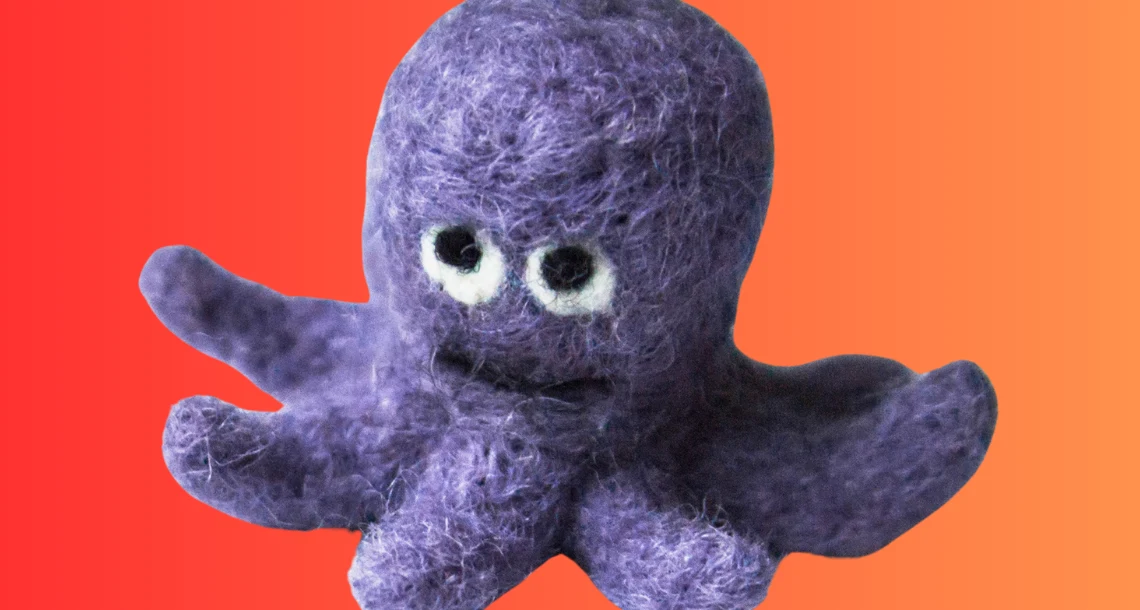 Bild på bläckfisk gjord av garn