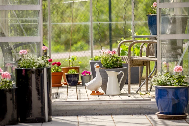 utemiljö på Vänervikens vårdboende en solig vårdag