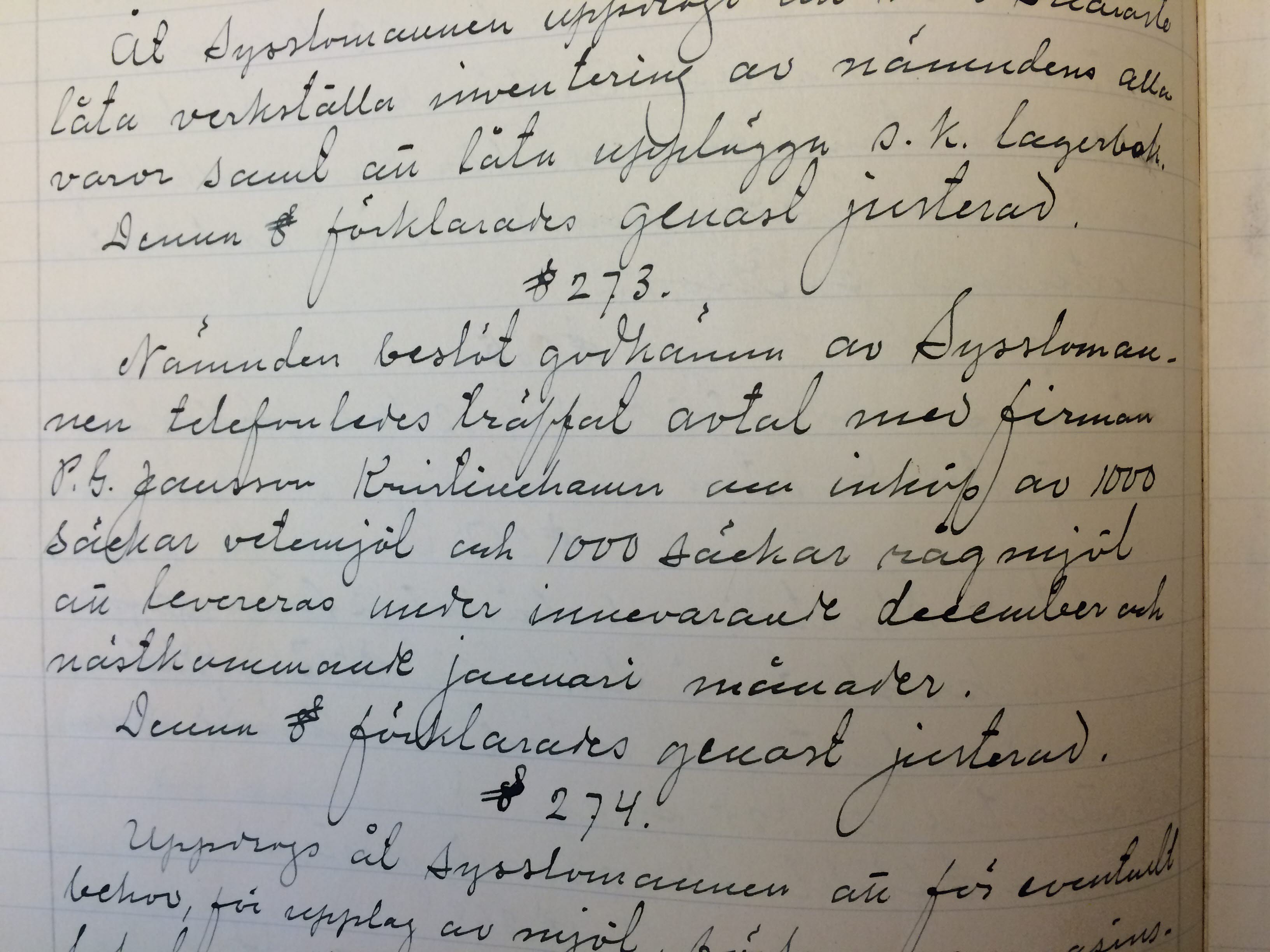 Livsmedelsnämnden protokoll december 1916.