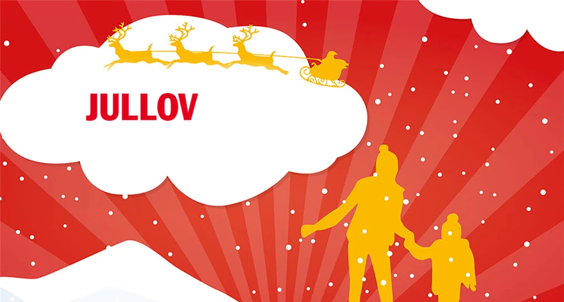 Illustration jullovskalender. Två skridskoåkande barn.