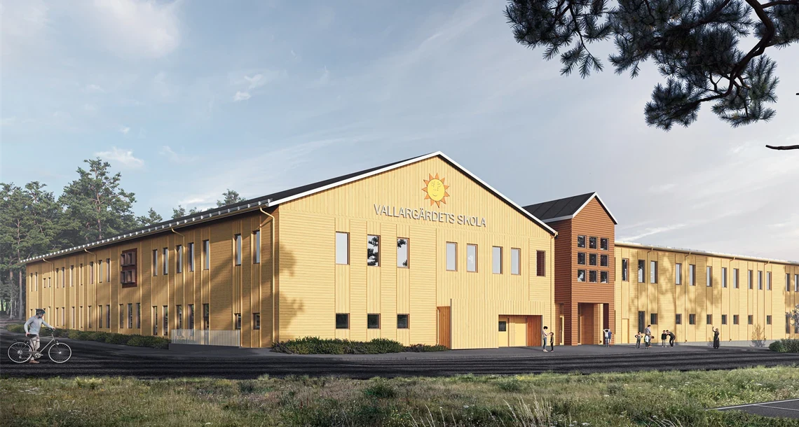 Arkitektbild av nya Vallargärdets skola